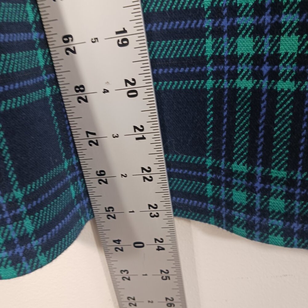 Talbots SZ XLp Green & Navy Blue Black Watch Plaid Top, Boat Neck, 3/4 Sleeves, - Picture 16 of 16